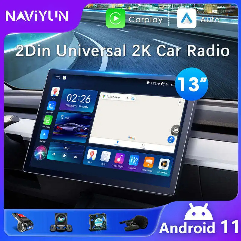 Reprodutor de carro android 13 Polegada reprodutor multimídia de carro 2g 32g aux usb wifi bt universal estéreo gps navegador de carro